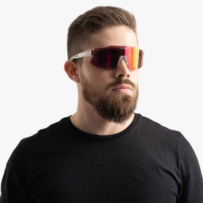 Óculos de Sol Esportivo Liftus Rise - Vermelho e Roxo Espelhado | Transparente